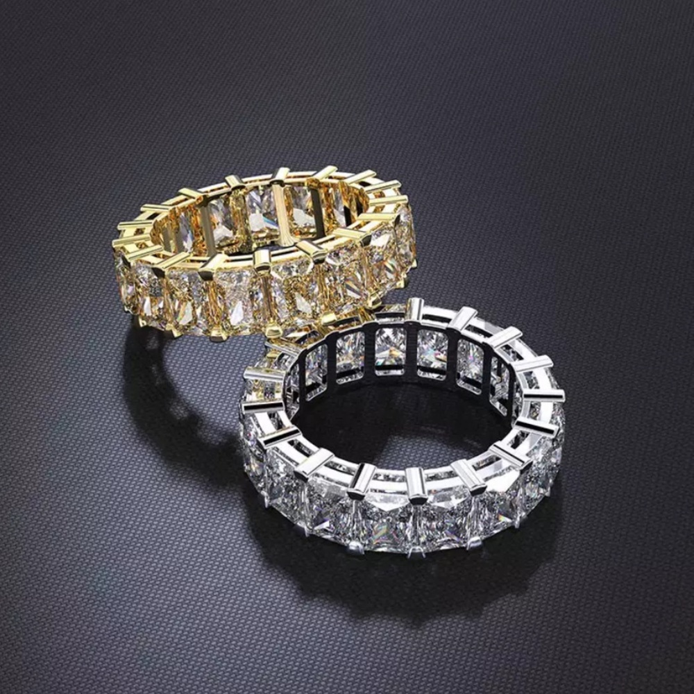 Sterling Silver Eternity Large Emerald Band - Picture 3 of 6